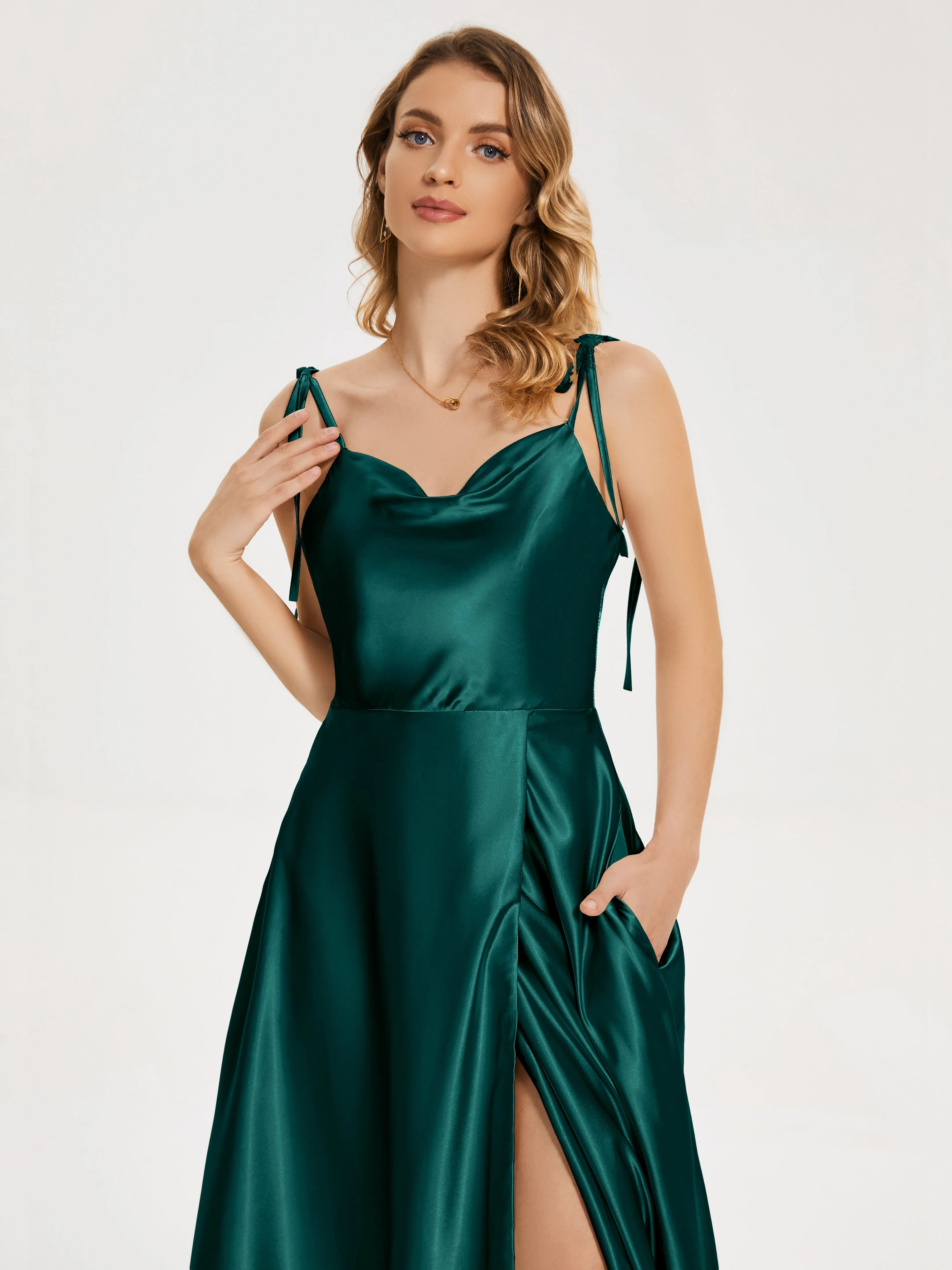 Kamila Cowl Court Train Soft Satin Dresses
