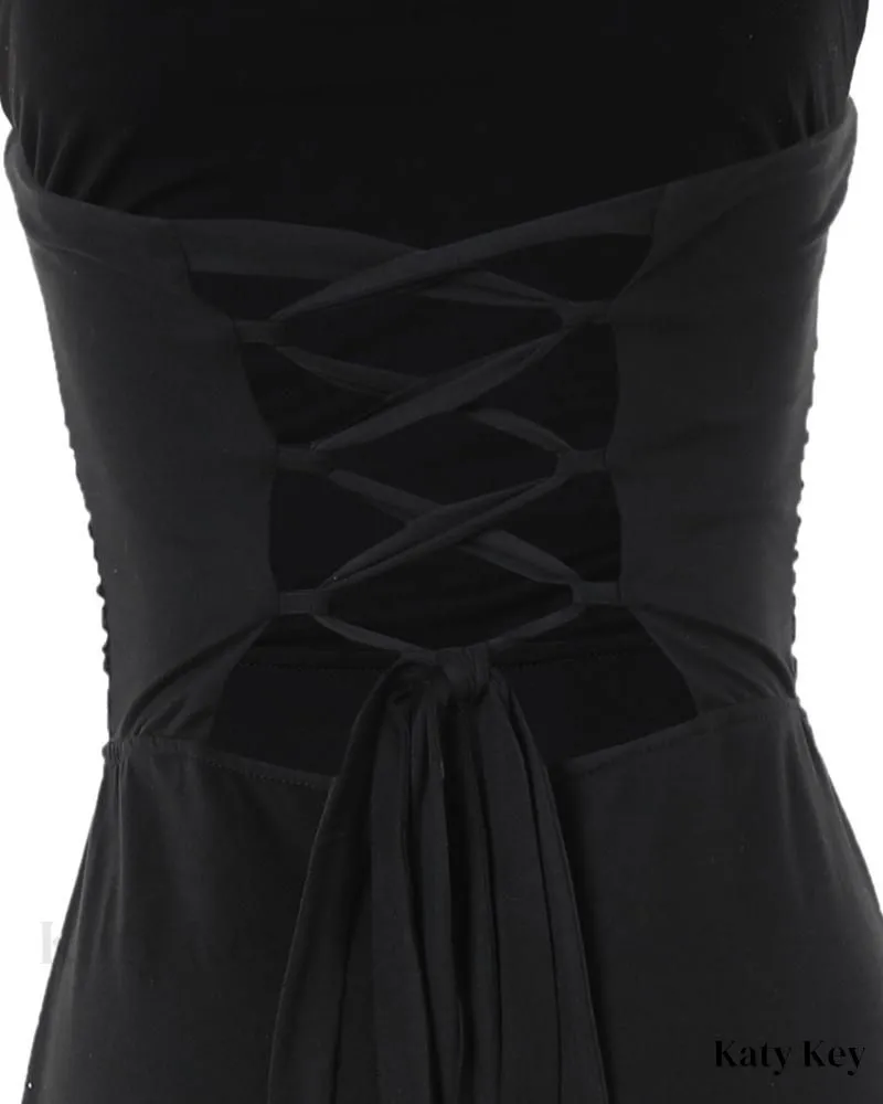 KatyKey - Chic Bandeau Top and Stylish Tied Detail Pants Set