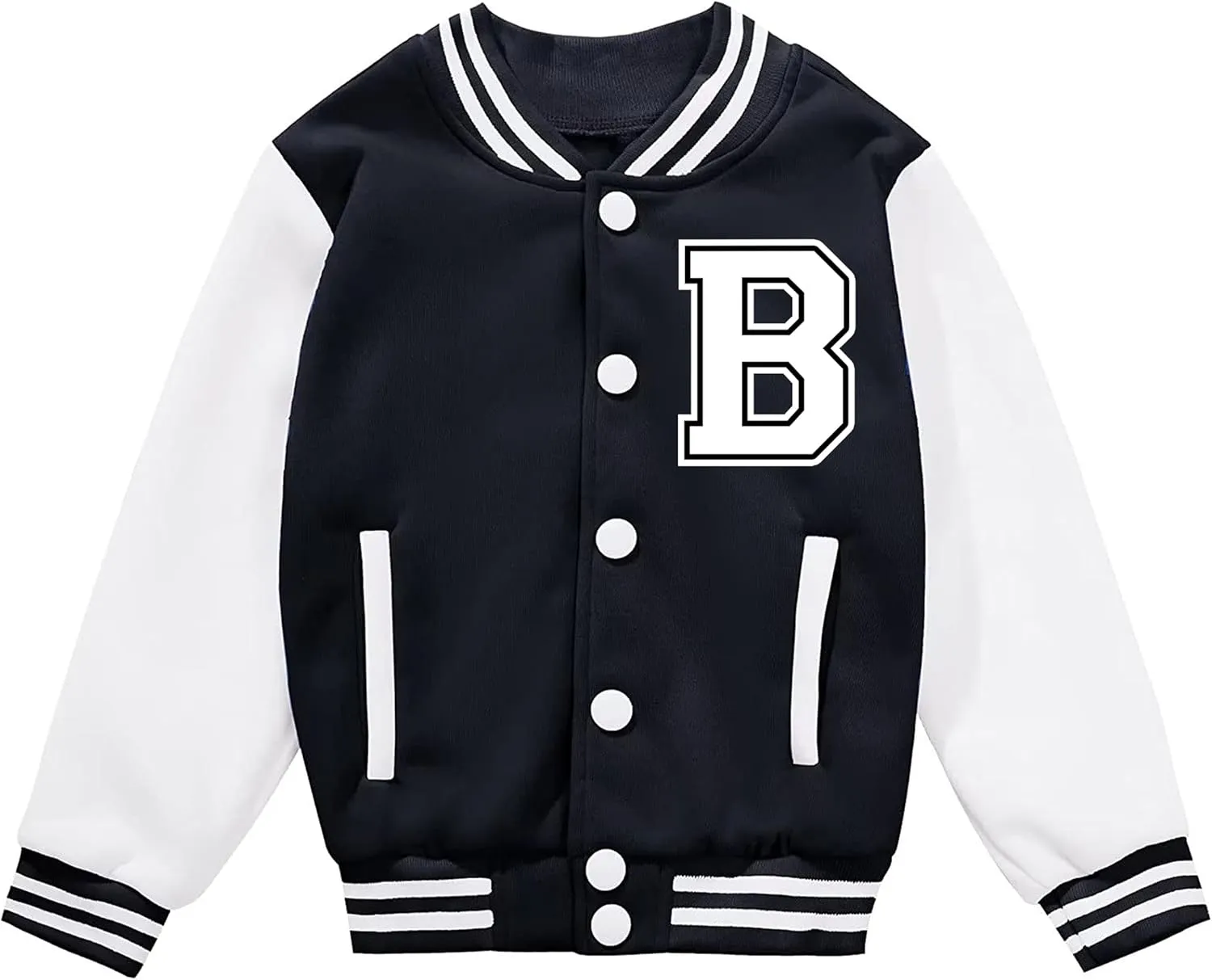 Kids Baseball Jacket Letter Print Boys Girls Varsity Coat Casual Lightweight School Uniform With Button
