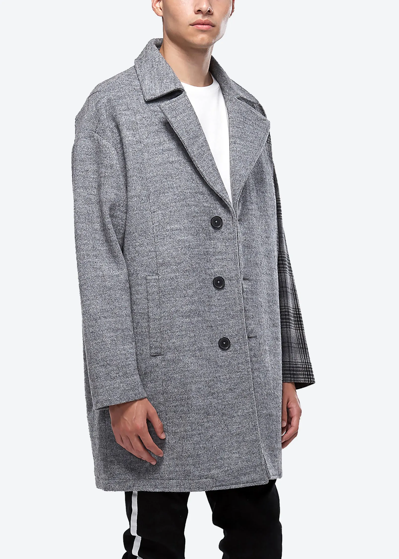 Konus Men's Oversize Wool Blend Coat in Grey