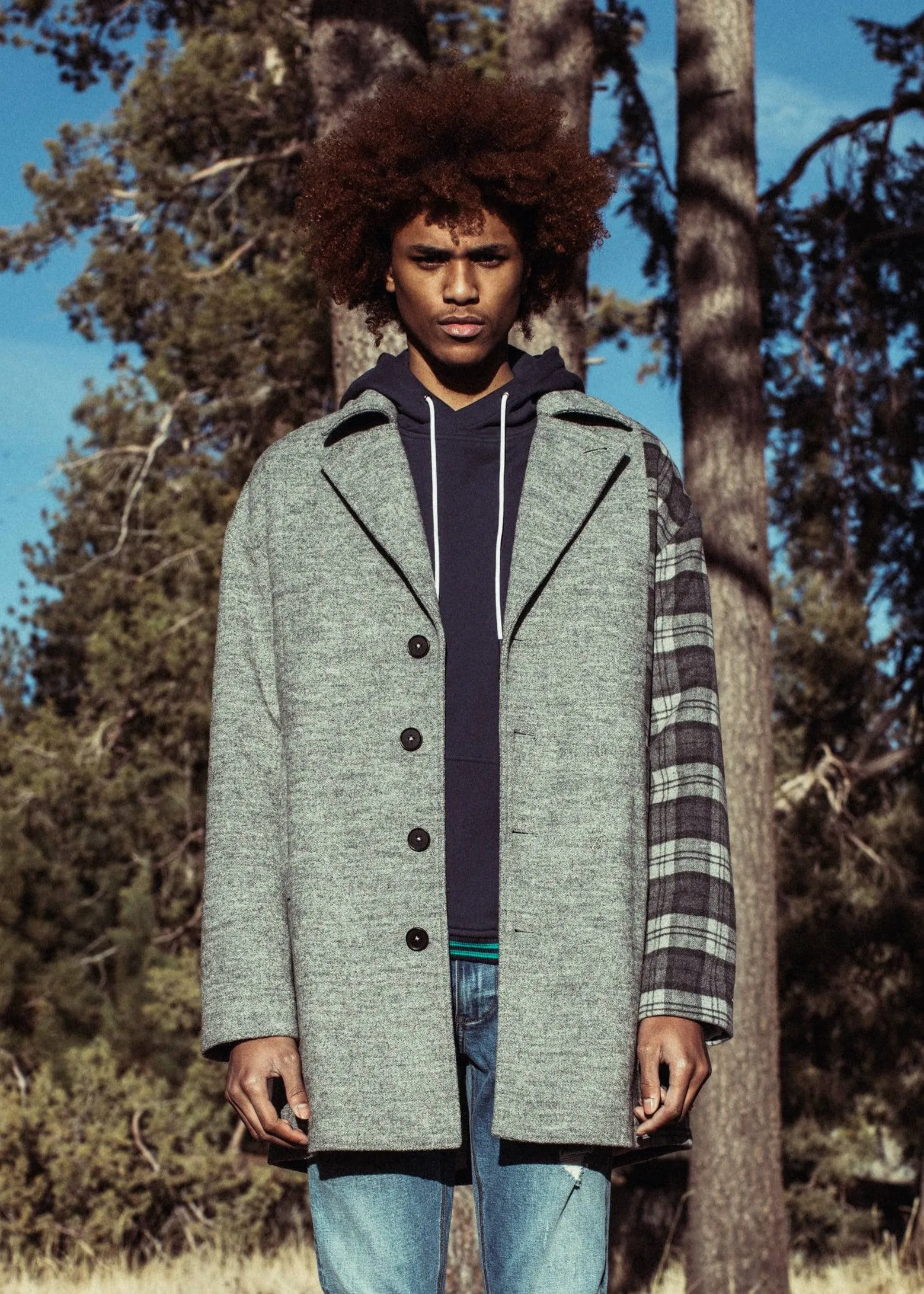 Konus Men's Oversize Wool Blend Coat in Grey