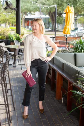 Leatherette One Shoulder Top