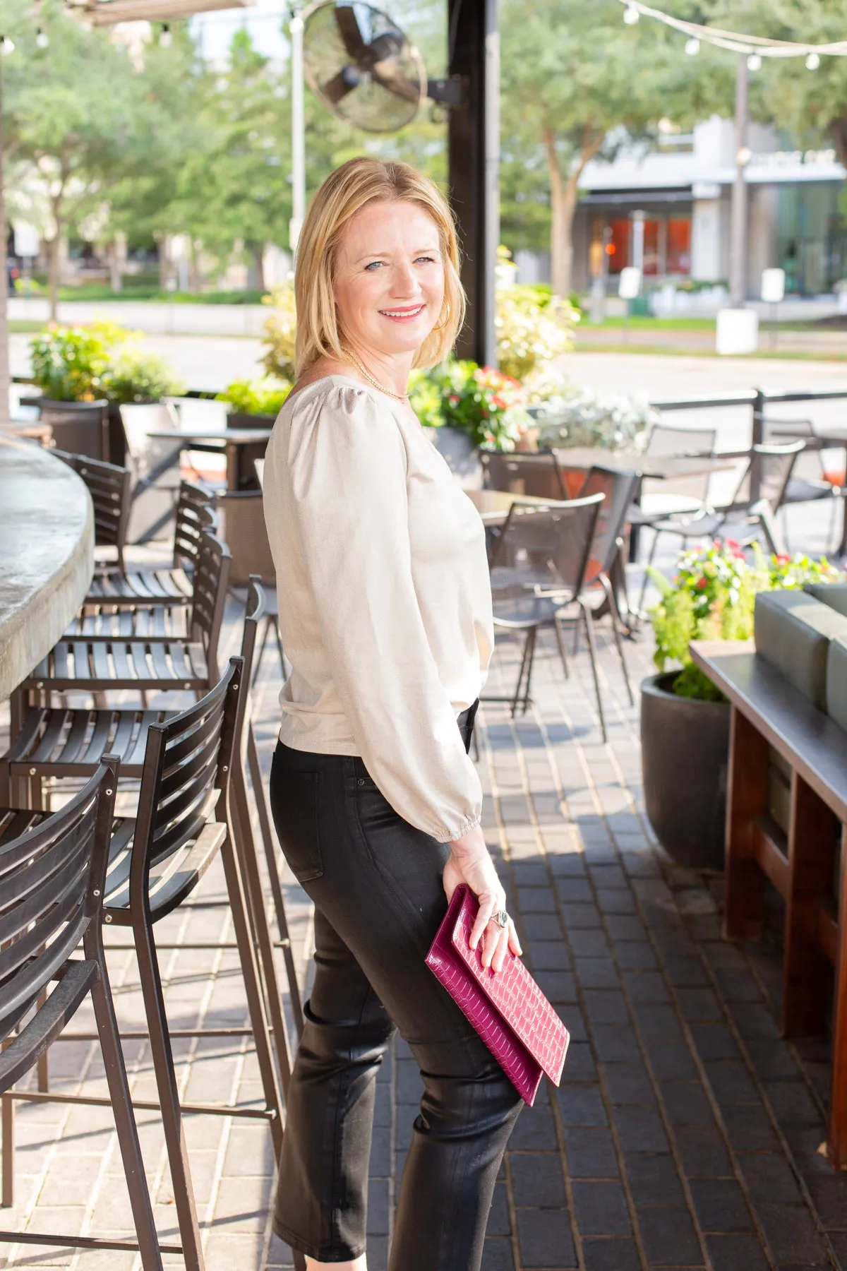 Leatherette One Shoulder Top