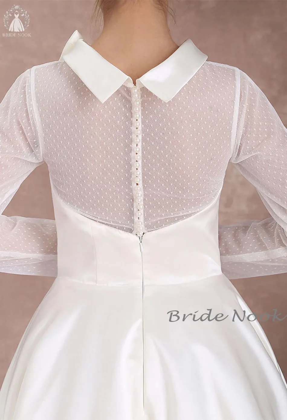 Long Sleeves Vintage Style Tea Length Wedding Dress
