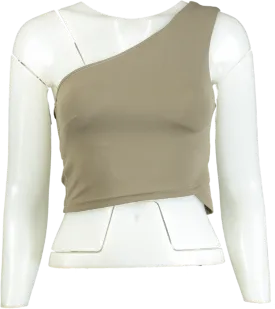 Lululemon Taupe One-Shoulder Crop Top UK S