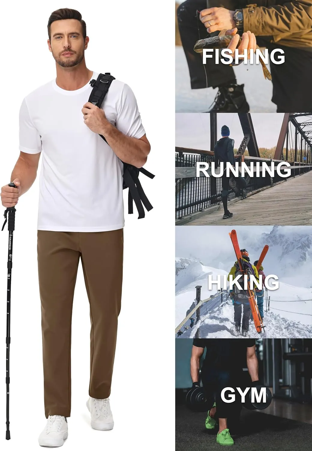 MAGCOMSEN Men's Fleece Lined Sweatpants with Zipper Pockets Athletic Workout Running Winter Water Resistant Pants