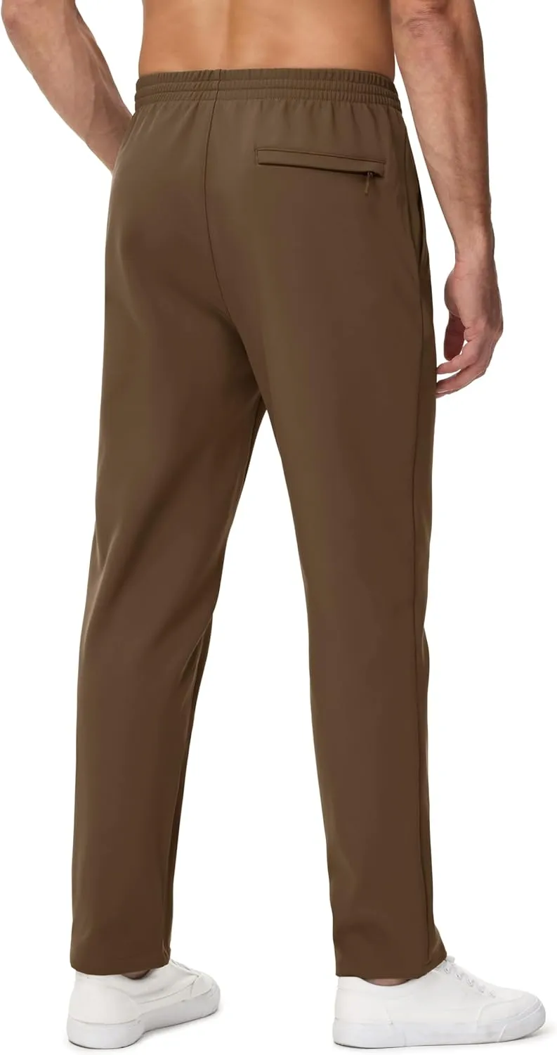 MAGCOMSEN Men's Fleece Lined Sweatpants with Zipper Pockets Athletic Workout Running Winter Water Resistant Pants