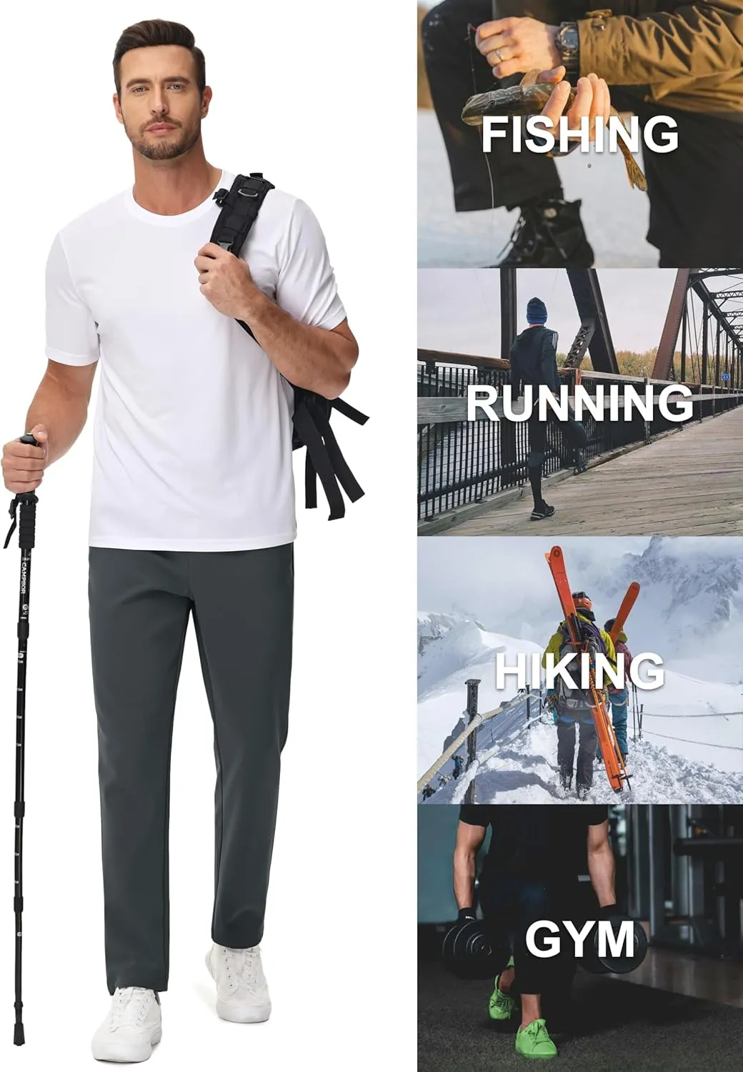 MAGCOMSEN Men's Fleece Lined Sweatpants with Zipper Pockets Athletic Workout Running Winter Water Resistant Pants