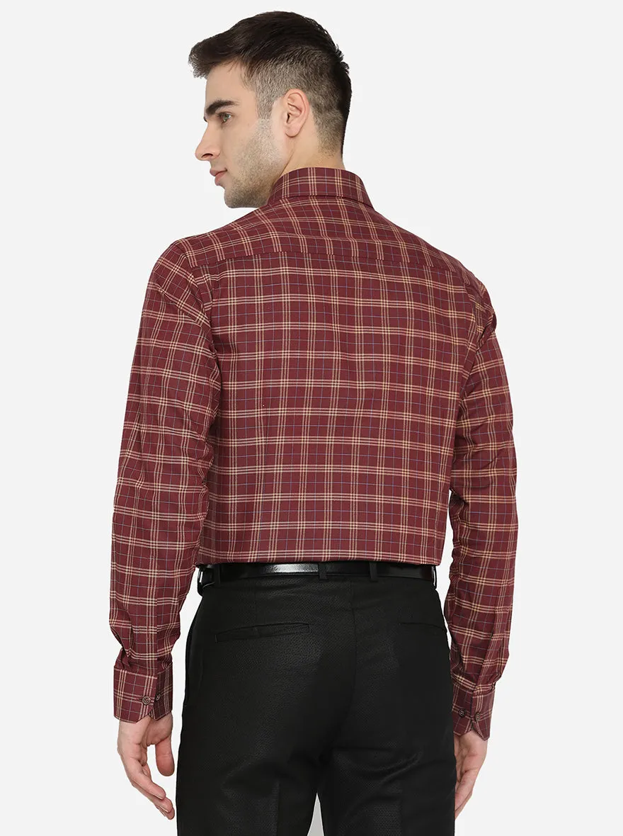 Maroon Checked Slim Fit Formal Shirt | JadeBlue London Edition
