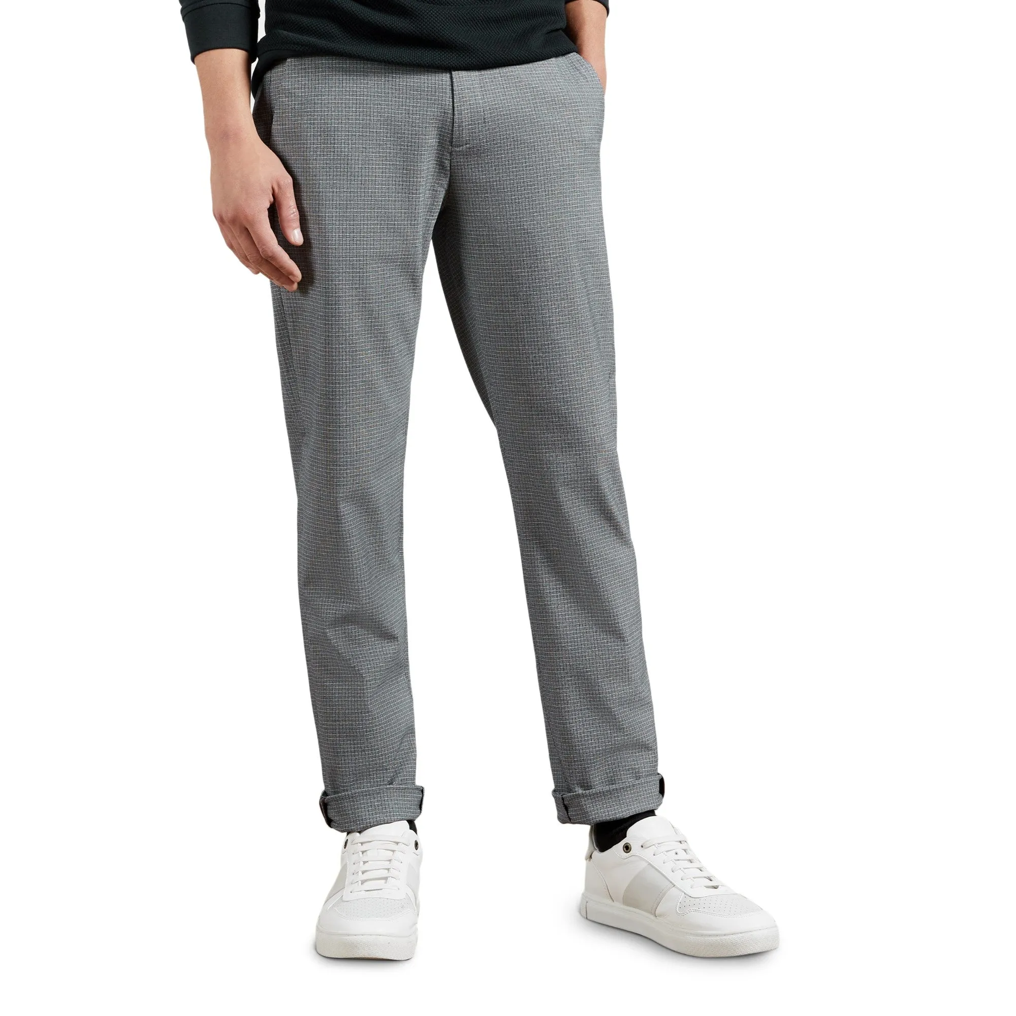 Men Mmt-Same-Slim Fit Checked Trouser - Blue