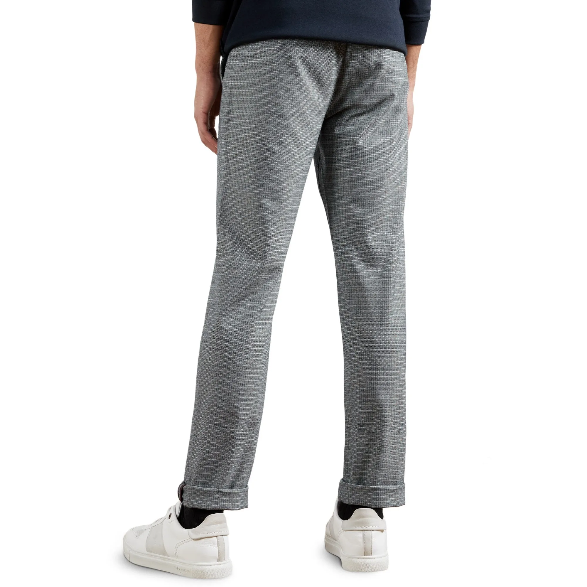 Men Mmt-Same-Slim Fit Checked Trouser - Blue