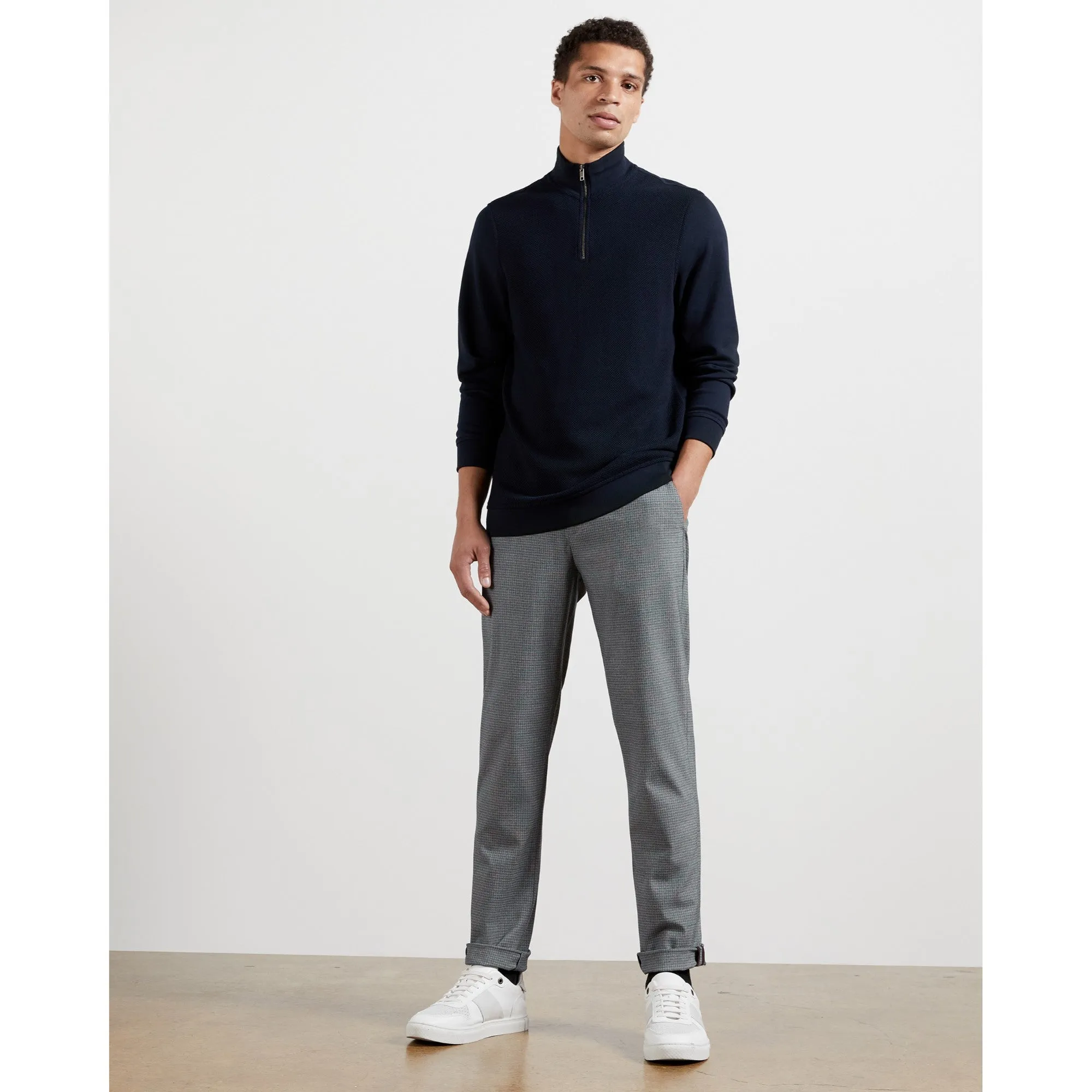 Men Mmt-Same-Slim Fit Checked Trouser - Blue