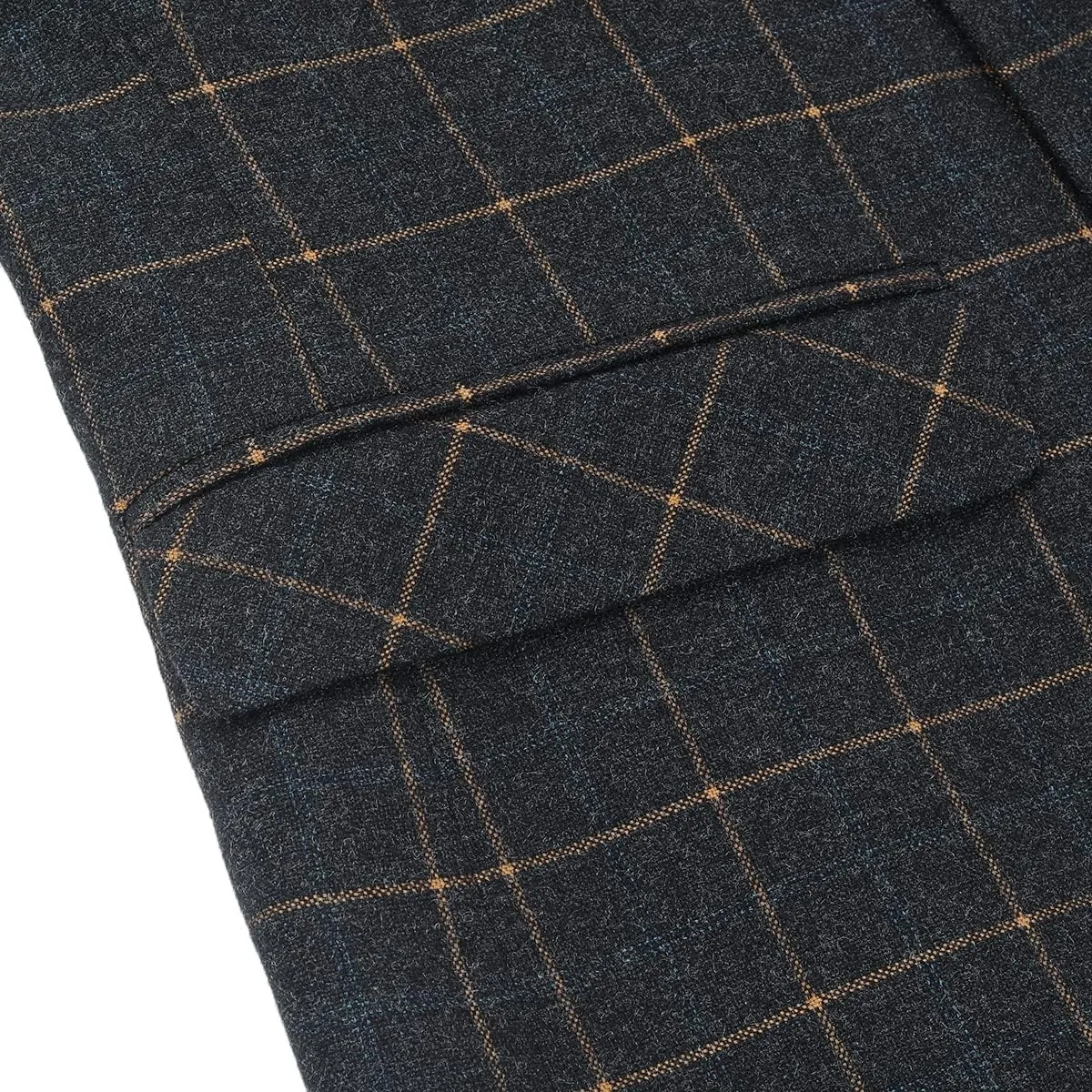 Mens Blue Slim Fit 3 Piece Checked Suits Double Breasted Vintage Fashion