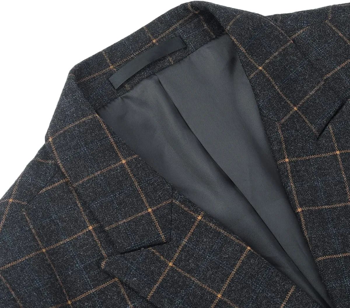 Mens Blue Slim Fit 3 Piece Checked Suits Double Breasted Vintage Fashion