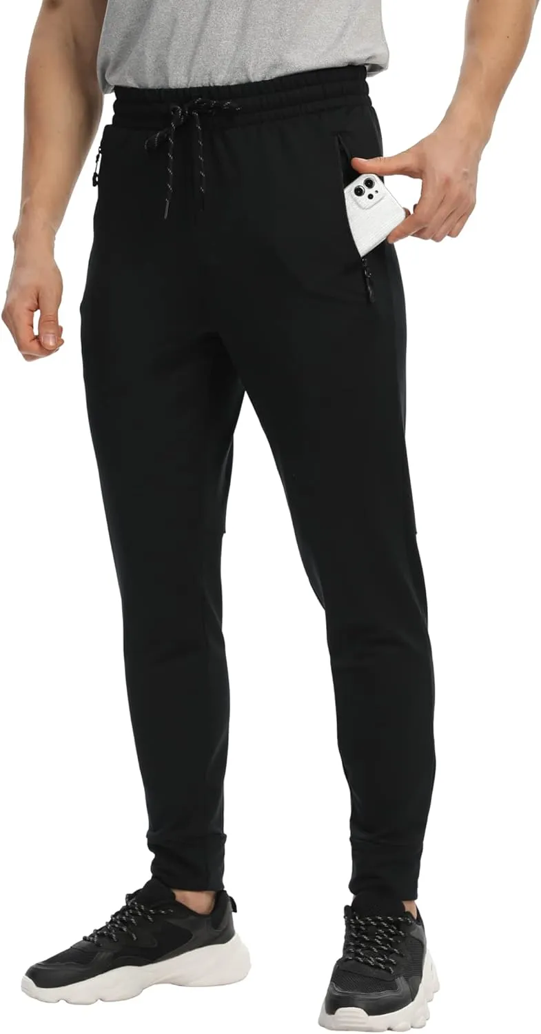 Men's Jogger Sweatpants with Zipper Pockets Track Joggers Workout Gym Sweat Pants for Men(1 Pack/2 Pack)