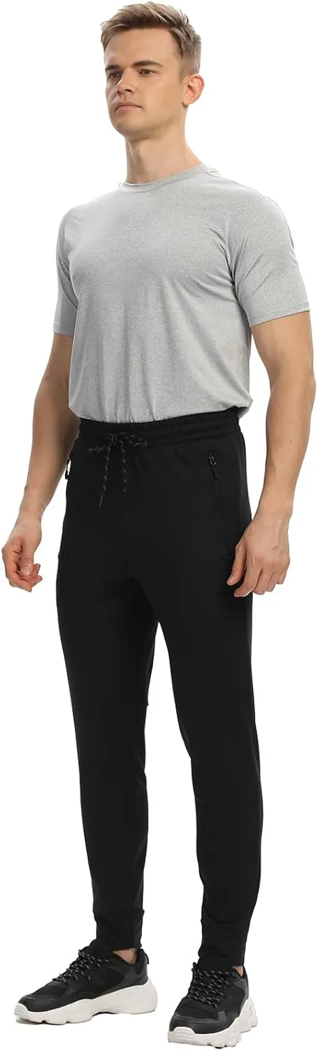 Men's Jogger Sweatpants with Zipper Pockets Track Joggers Workout Gym Sweat Pants for Men(1 Pack/2 Pack)