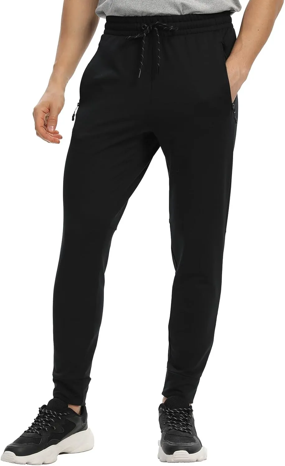 Men's Jogger Sweatpants with Zipper Pockets Track Joggers Workout Gym Sweat Pants for Men(1 Pack/2 Pack)