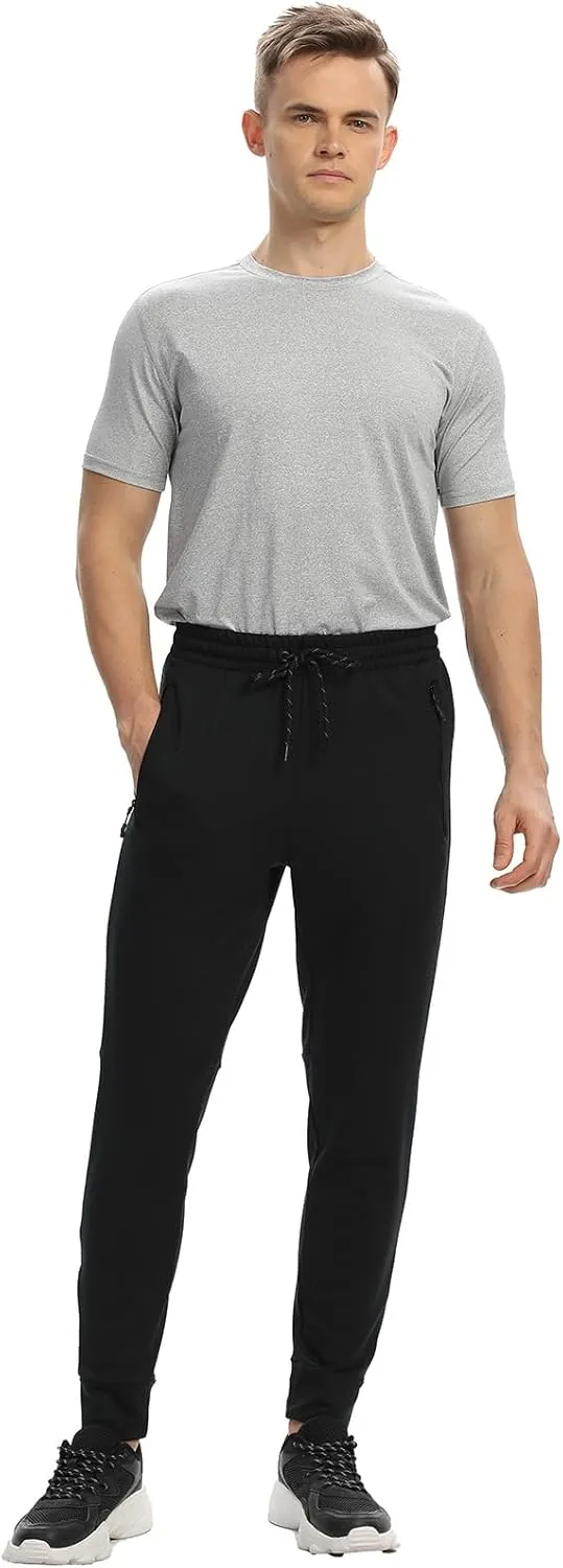 Men's Jogger Sweatpants with Zipper Pockets Track Joggers Workout Gym Sweat Pants for Men(1 Pack/2 Pack)
