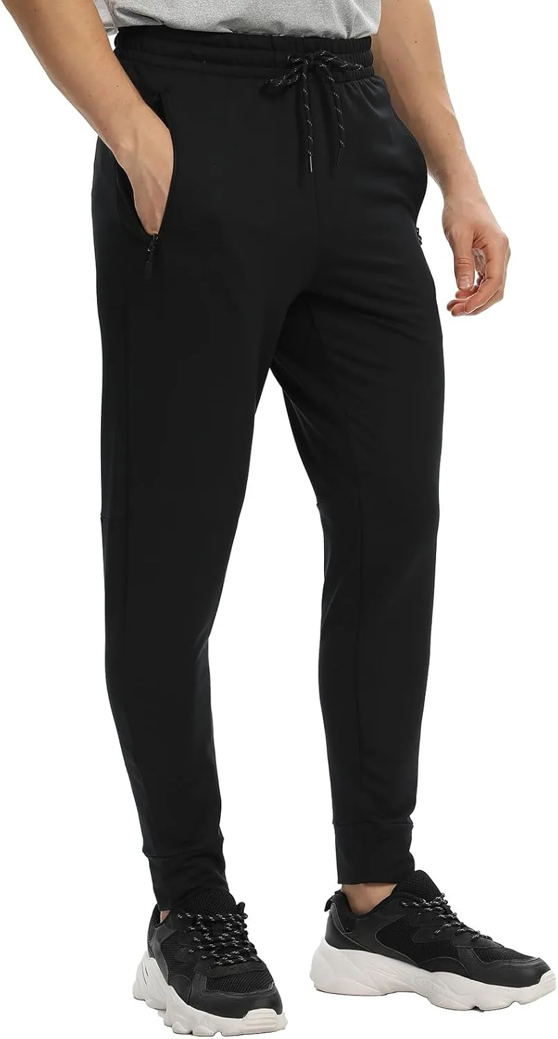 Men's Jogger Sweatpants with Zipper Pockets Track Joggers Workout Gym Sweat Pants for Men(1 Pack/2 Pack)