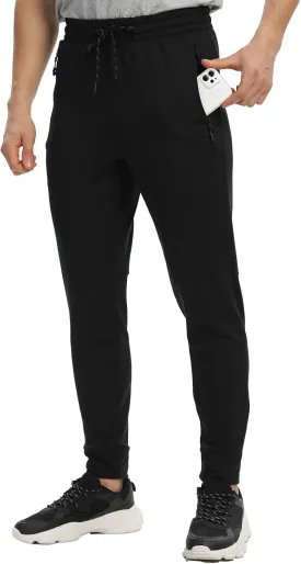 Men's Jogger Sweatpants with Zipper Pockets Track Joggers Workout Gym Sweat Pants for Men(1 Pack/2 Pack)