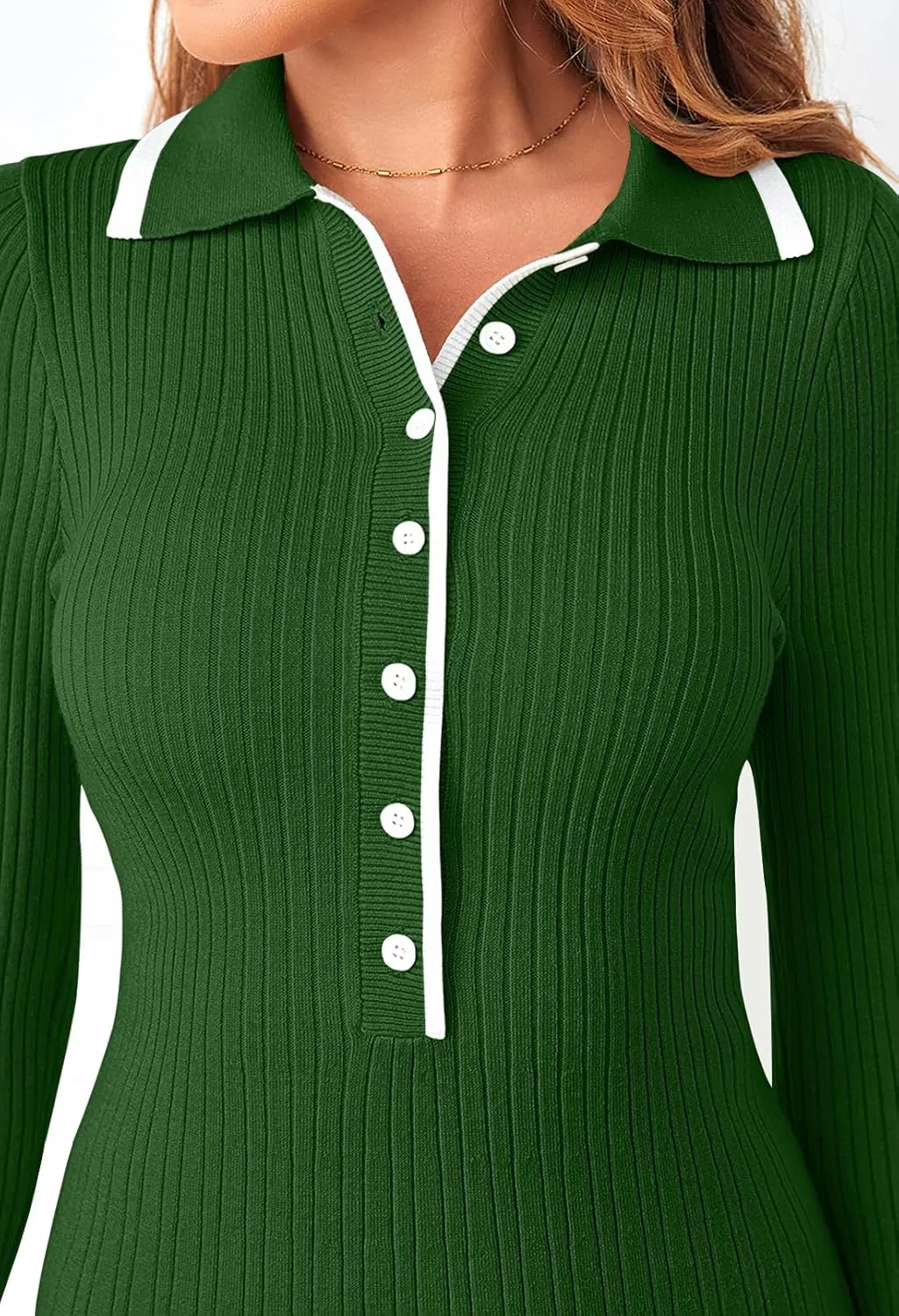 MEROKEETY Women's Long Sleeve V Neck Sweater Dress 2025 Spring Button Knit Pleated Mini Work Dresses