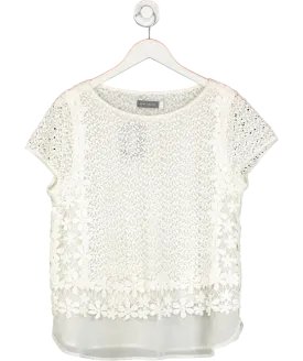 Mint Velvet Cream Double Layer Crochet Lace And Chiffon Blouse UK 14