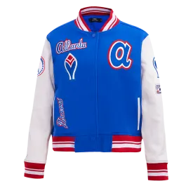 MLB ATLANTA BRAVES RETRO CLASSIC WOMEN'S RIB WOOL VARSITY JACKET (ROYAL BLUE/RED)
