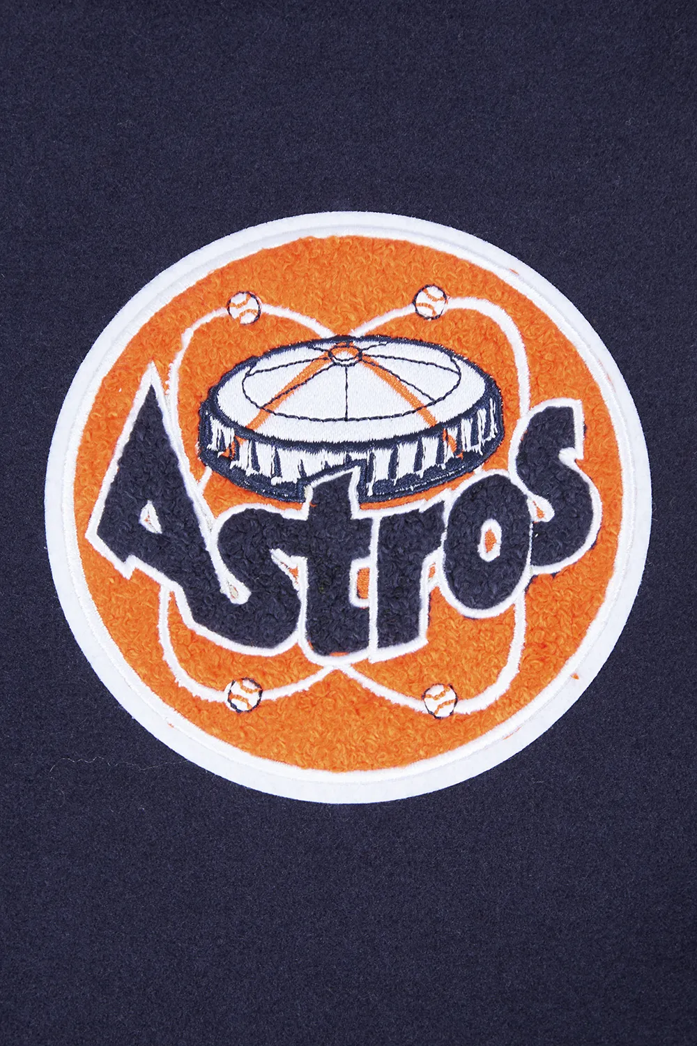 MLB HOUSTON ASTROS RETRO CLASSIC WOMEN'S RIB WOOL VARSITY JACKET (MIDNIGHT NAVY/ORANGE/MIDNIGHT NAVY)
