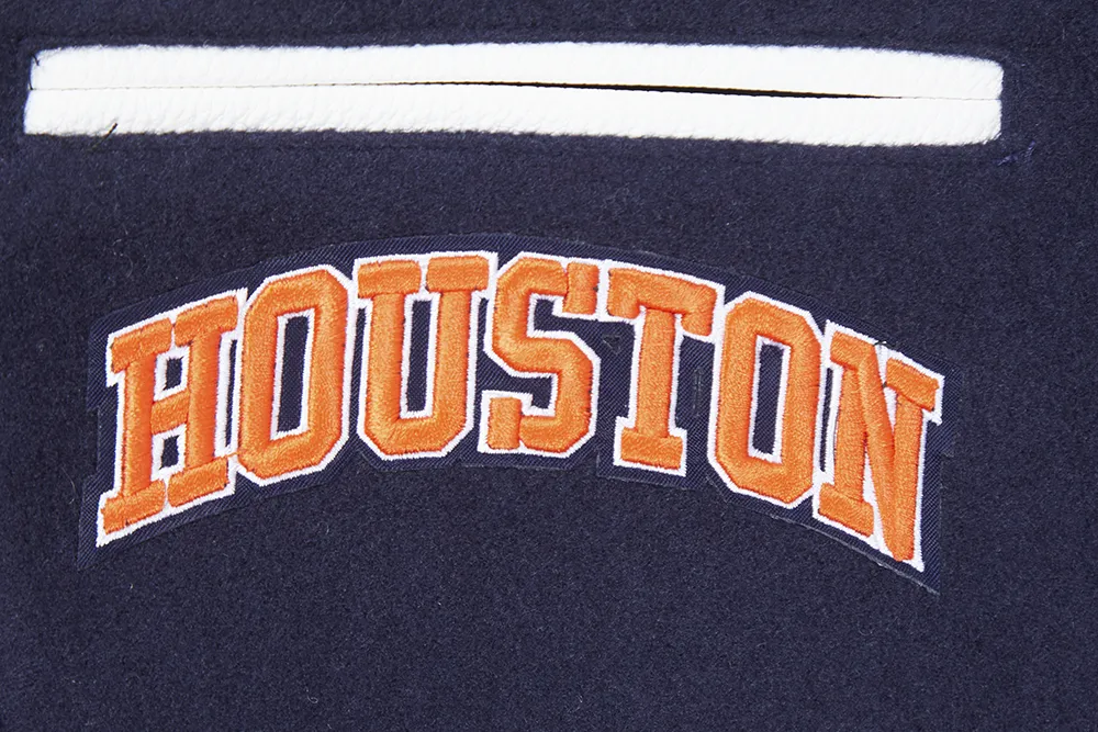 MLB HOUSTON ASTROS RETRO CLASSIC WOMEN'S RIB WOOL VARSITY JACKET (MIDNIGHT NAVY/ORANGE/MIDNIGHT NAVY)