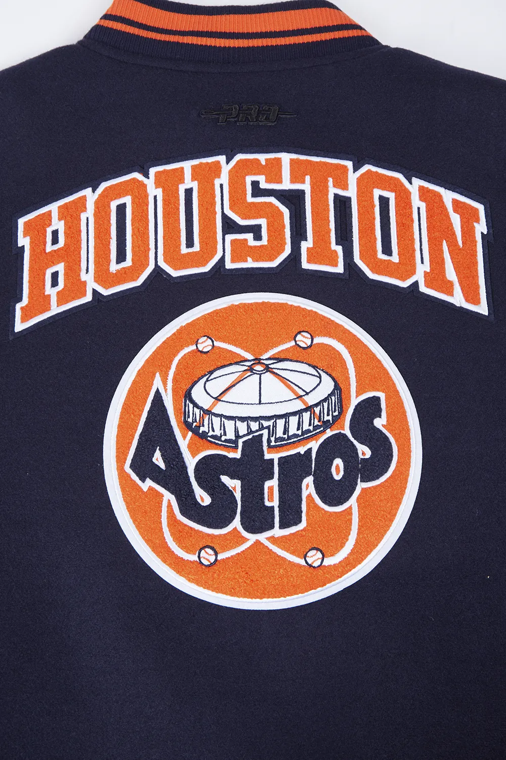 MLB HOUSTON ASTROS RETRO CLASSIC WOMEN'S RIB WOOL VARSITY JACKET (MIDNIGHT NAVY/ORANGE/MIDNIGHT NAVY)