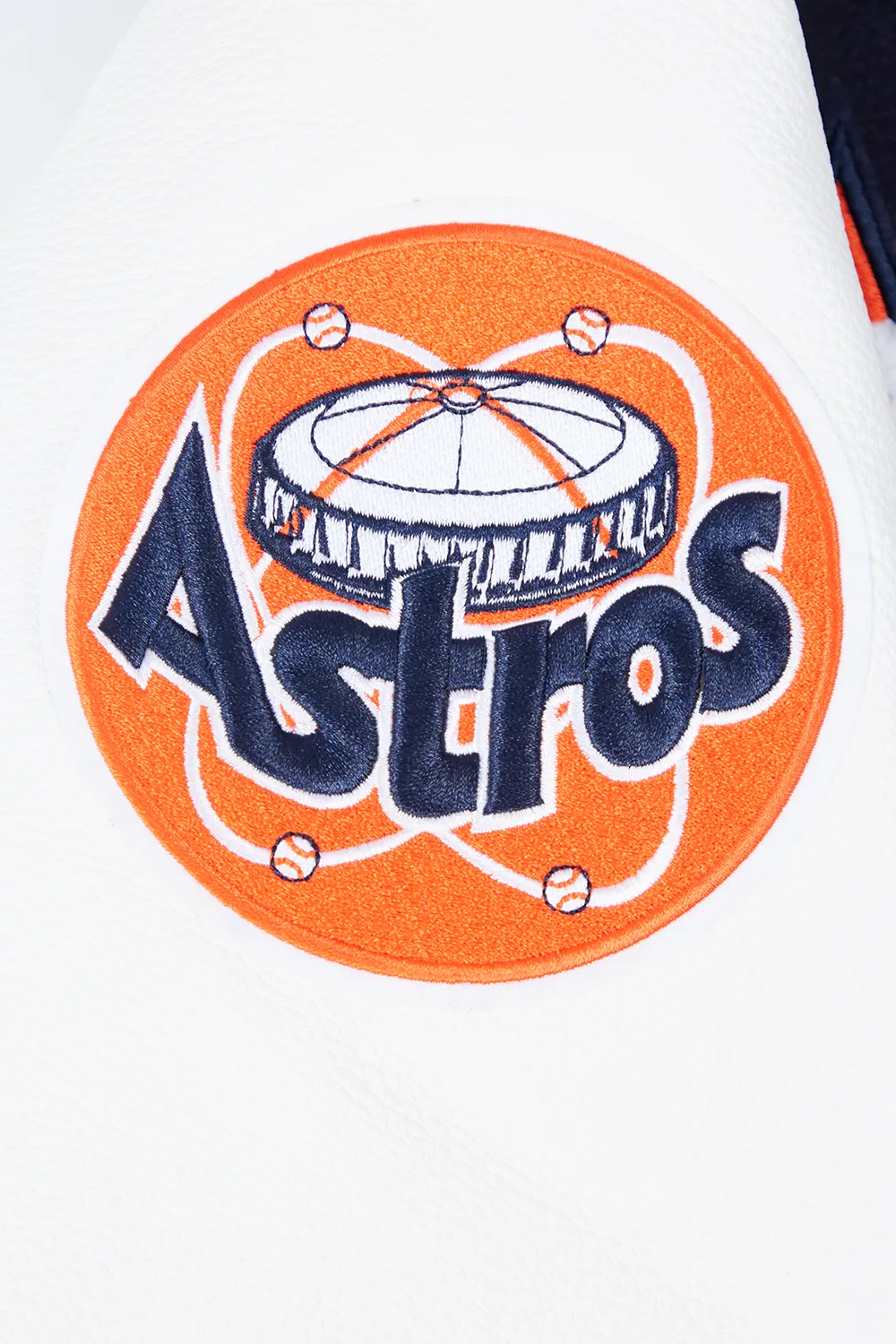 MLB HOUSTON ASTROS RETRO CLASSIC WOMEN'S RIB WOOL VARSITY JACKET (MIDNIGHT NAVY/ORANGE/MIDNIGHT NAVY)