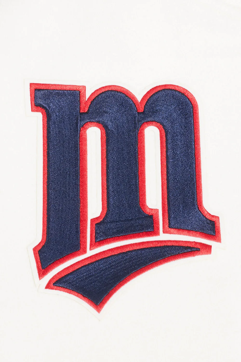 MLB MINNESOTA TWINS RETRO CLASSIC MEN'S RIB VARSITY JACKET (EGGSHELL/ RED)