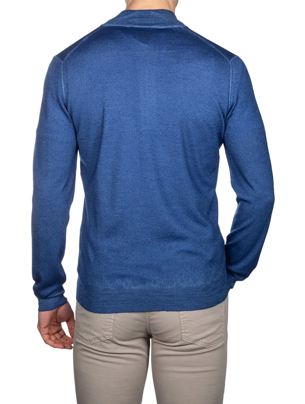 Mock Neck Half Zip Blue