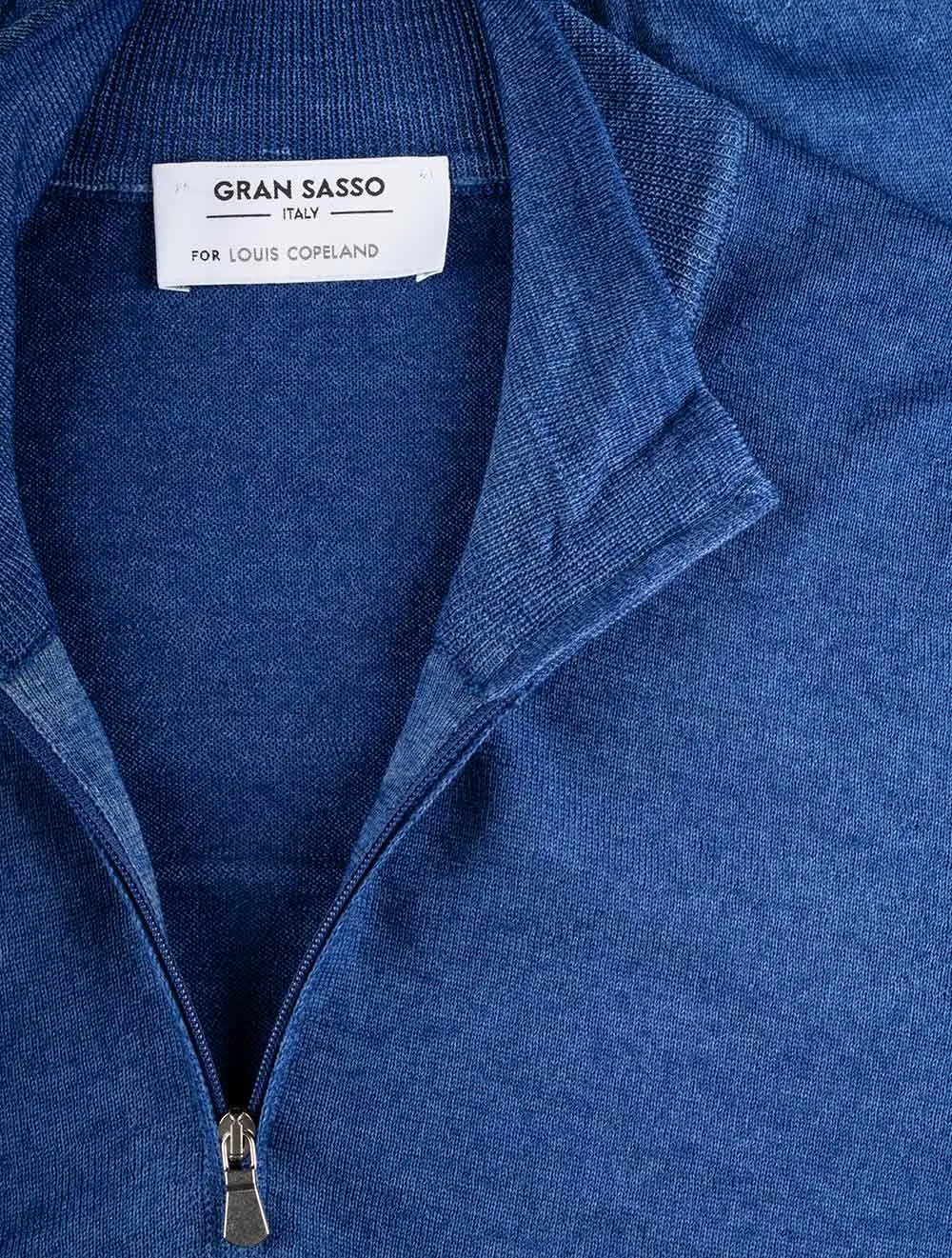 Mock Neck Half Zip Blue