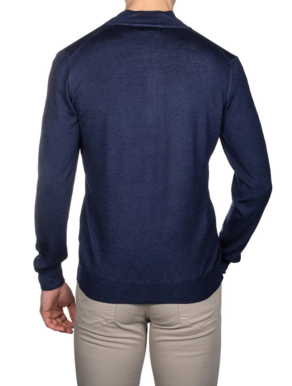 Mock Neck Half Zip Dark Blue