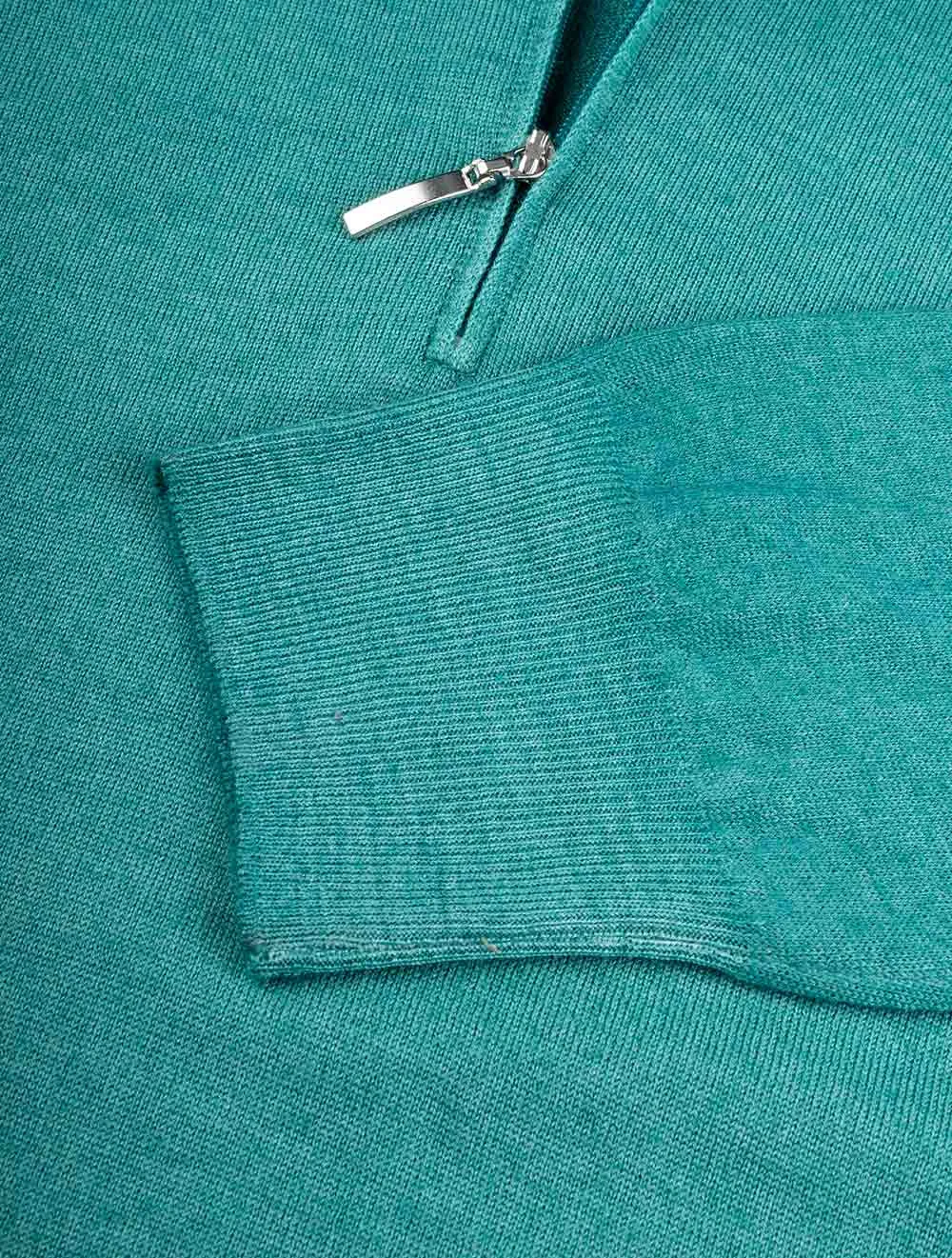 Mock Neck Half Zip Knitwear Green