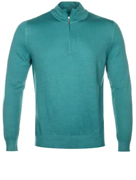 Mock Neck Half Zip Knitwear Green
