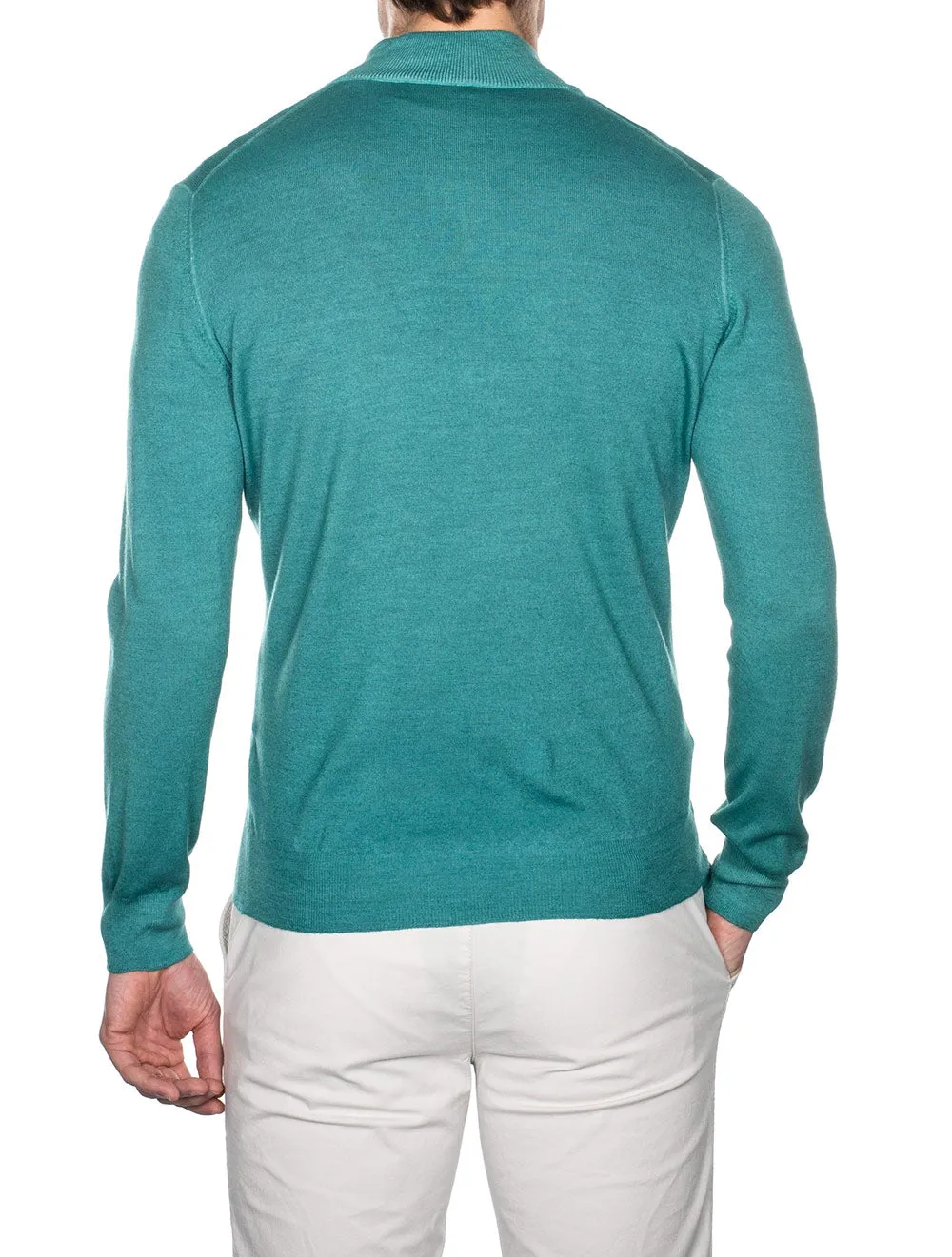 Mock Neck Half Zip Knitwear Green