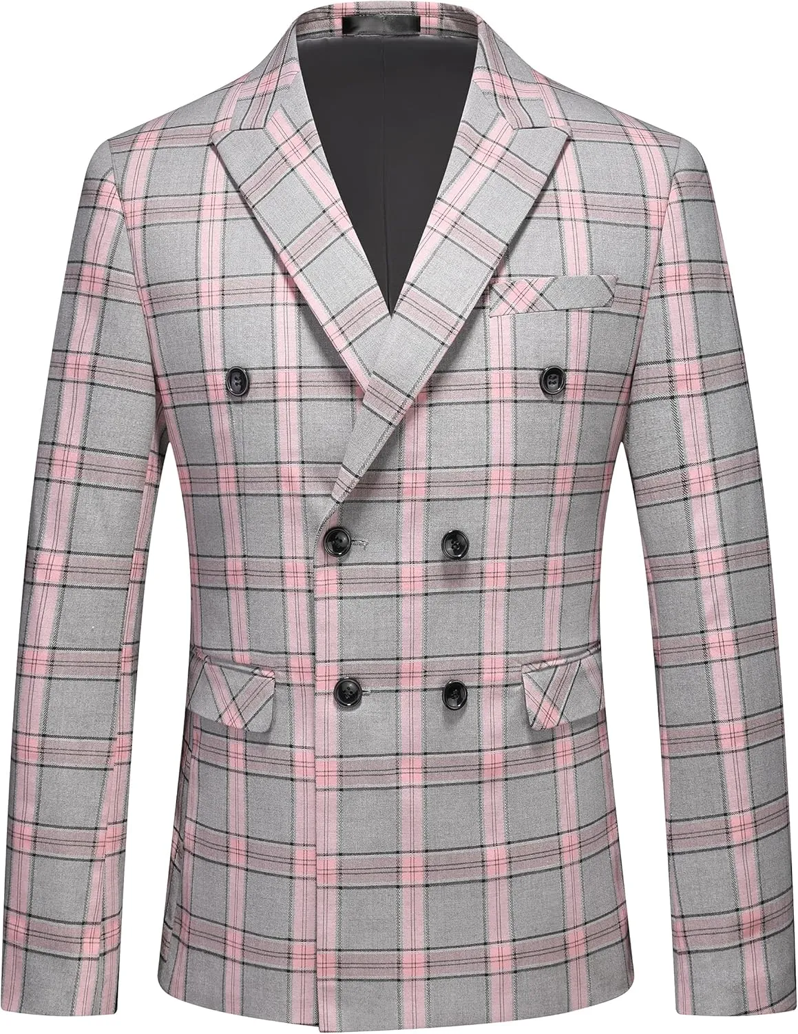 MOGU Men's Slim Fit Plaid Suit Set  Sport Coat Blazer, Vest & Pants (Each Sold Separately) for Wedding, Prom & Party