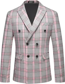 MOGU Men's Slim Fit Plaid Suit Set  Sport Coat Blazer, Vest & Pants (Each Sold Separately) for Wedding, Prom & Party
