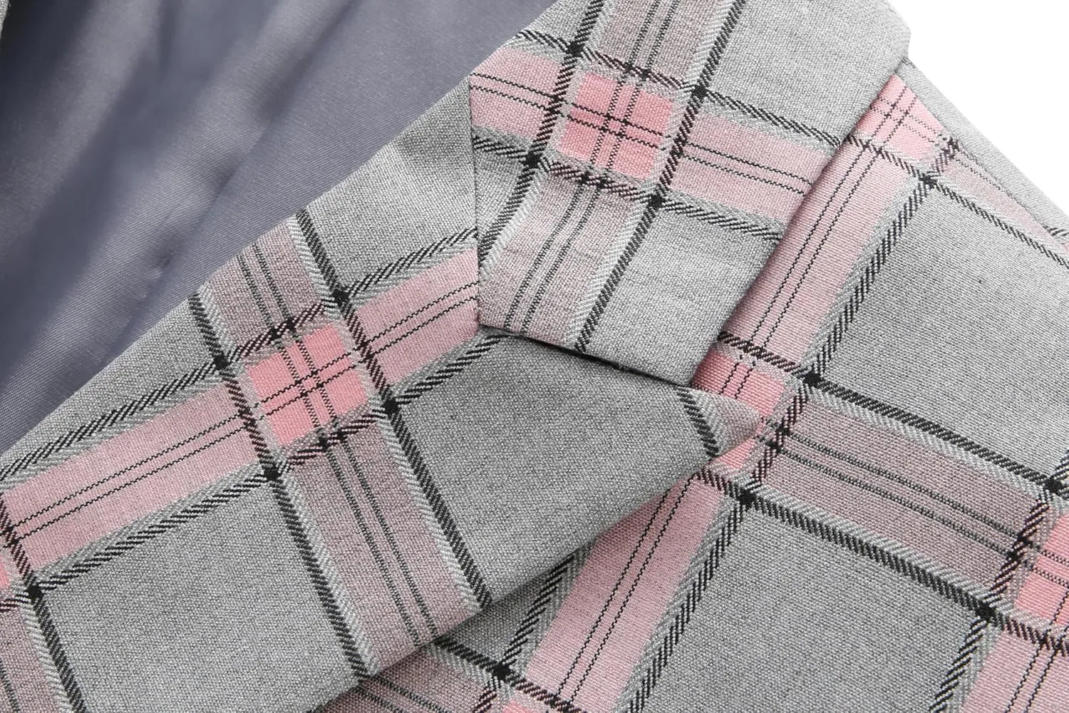 MOGU Men's Slim Fit Plaid Suit Set  Sport Coat Blazer, Vest & Pants (Each Sold Separately) for Wedding, Prom & Party
