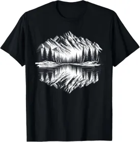 Mountain Landscape Retro Reflection Forest Outdoor Wildlife T-Shirt
