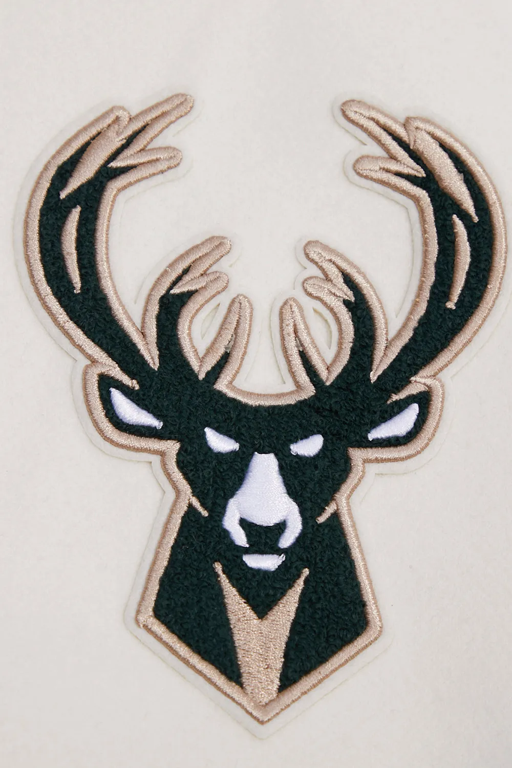 NBA MILWAUKEE BUCKS RETRO CLASSIC MEN'S RIB WOOL VARSITY JACKET (EGGSHELL/BLACK)
