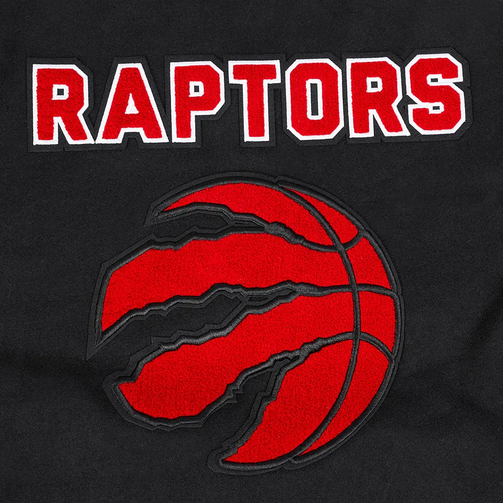 NBA TORONTO RAPTORS RETRO CLASSIC MEN'S RIB WOOL VARSITY JACKET (BLACK/RED/BLACK)