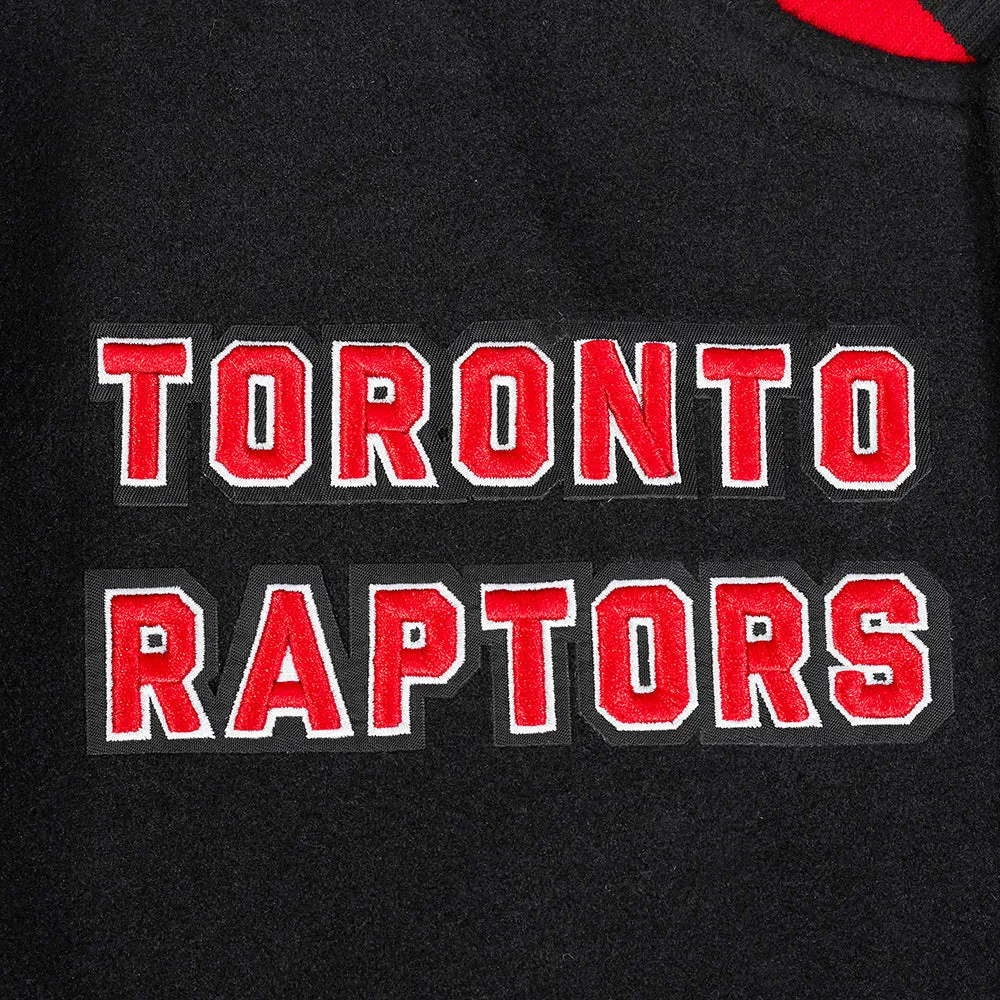 NBA TORONTO RAPTORS RETRO CLASSIC MEN'S RIB WOOL VARSITY JACKET (BLACK/RED/BLACK)