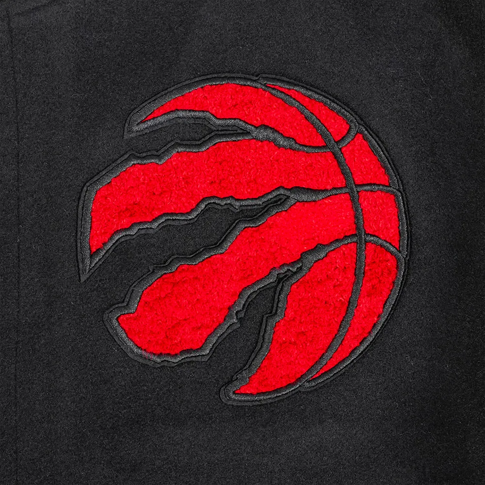 NBA TORONTO RAPTORS RETRO CLASSIC MEN'S RIB WOOL VARSITY JACKET (BLACK/RED/BLACK)