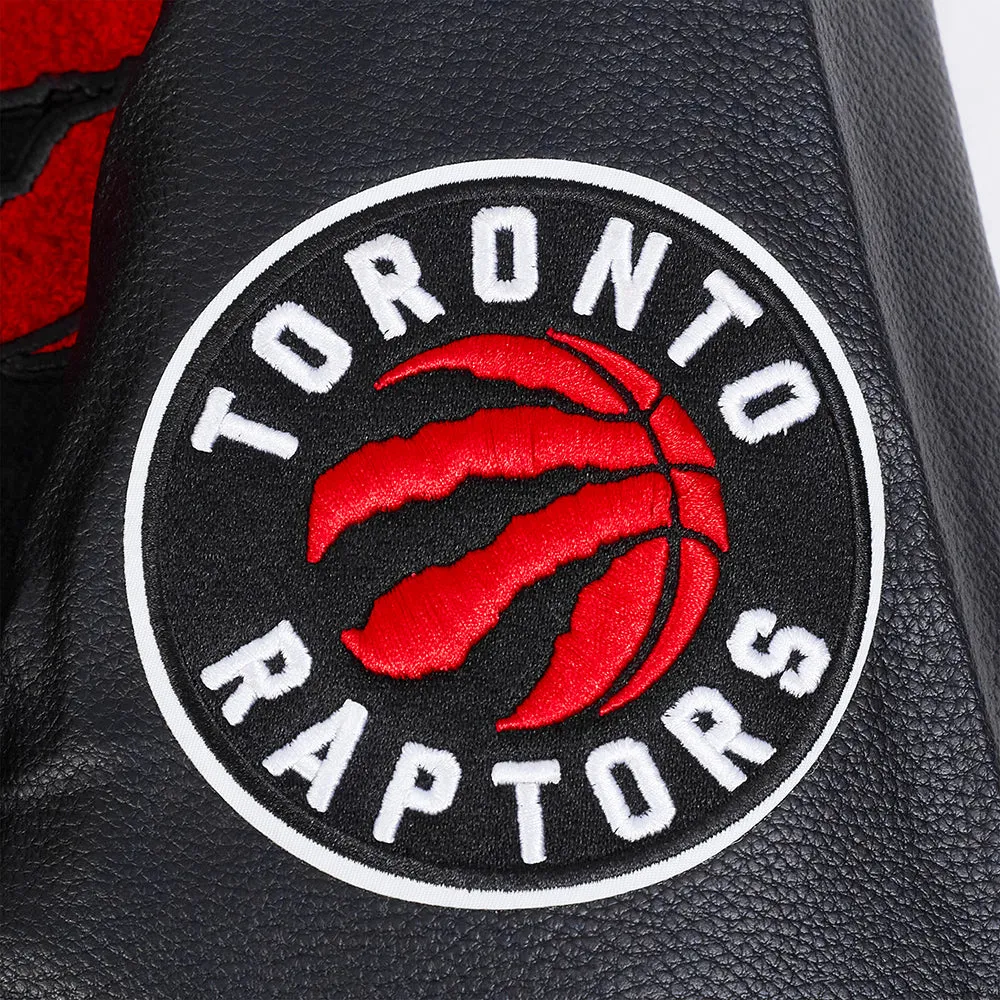 NBA TORONTO RAPTORS RETRO CLASSIC MEN'S RIB WOOL VARSITY JACKET (BLACK/RED/BLACK)
