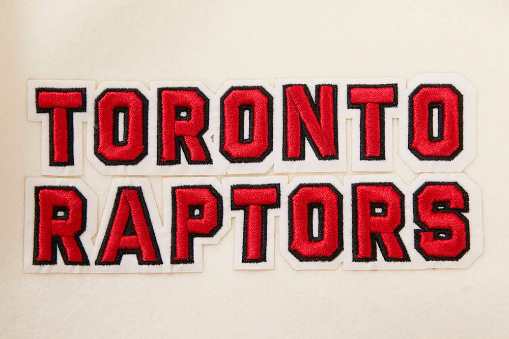 NBA TORONTO RAPTORS RETRO CLASSIC MEN'S RIB WOOL VARSITY JACKET (EGGSHELL/RED)