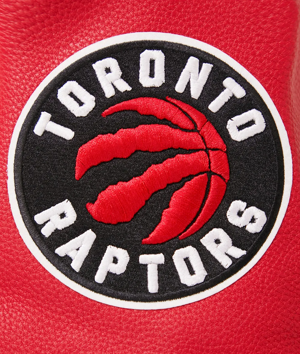 NBA TORONTO RAPTORS RETRO CLASSIC MEN'S RIB WOOL VARSITY JACKET (EGGSHELL/RED)