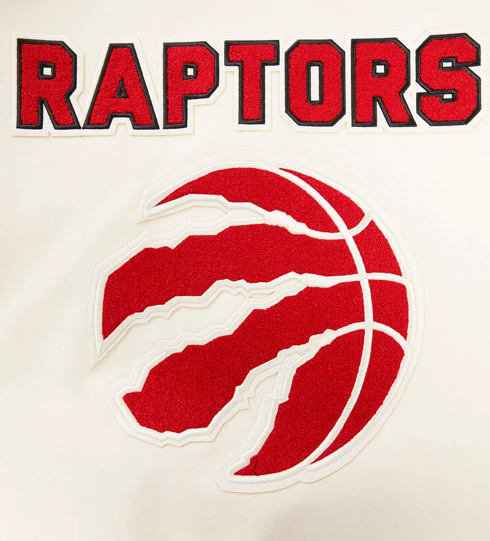 NBA TORONTO RAPTORS RETRO CLASSIC MEN'S RIB WOOL VARSITY JACKET (EGGSHELL/RED)